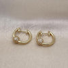 Oro Laminado Huggie Hoop, Gold Filled Style with White Micro Pave, Polished, Golden Finish, 02.195.0153.20