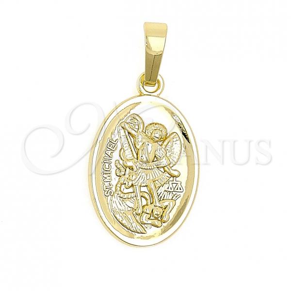 Oro Laminado Religious Pendant, Gold Filled Style Angel Design, Polished, Golden Finish, 05.177.0002