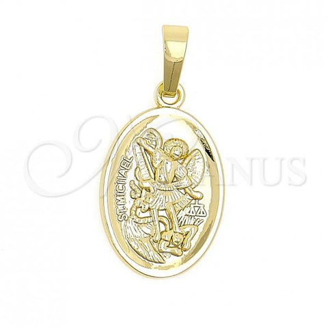 Oro Laminado Religious Pendant, Gold Filled Style Angel Design, Polished, Golden Finish, 05.177.0002