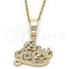 Oro Laminado Fancy Pendant, Gold Filled Style Diamond Cutting Finish, Golden Finish, 5.181.026
