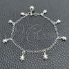 Sterling Silver Charm Bracelet, Rolo and Turtle Design, Polished, Silver Finish, 03.397.0001.07