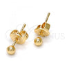 Oro Laminado Stud Earring, Gold Filled Style Ball Design, Polished, Golden Finish, 5.128.007