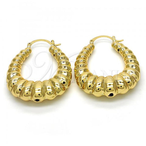 Oro Laminado Medium Hoop, Gold Filled Style Chunky and Hollow Design, Polished, Golden Finish, 02.163.0054.35