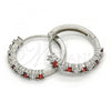 Rhodium Plated Huggie Hoop, with Garnet and White Cubic Zirconia, Polished, Rhodium Finish, 02.210.0095.7.25