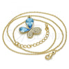 Oro Laminado Pendant Necklace, Gold Filled Style Butterfly Design, with Aquamarine and Aurore Boreale Swarovski Crystals, Polished, Golden Finish, 04.239.0043.4.18