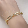 Oro Laminado Fancy Bracelet, Gold Filled Style Paperclip Design, Polished, Golden Finish, 03.213.0237.07