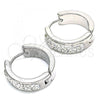 Stainless Steel Huggie Hoop, with White Crystal, Polished, Steel Finish, 02.230.0066.20