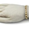 Stainless Steel Basic Bracelet, Figaro Design, Diamond Cutting Finish, Golden Finish, 03.116.0038.09