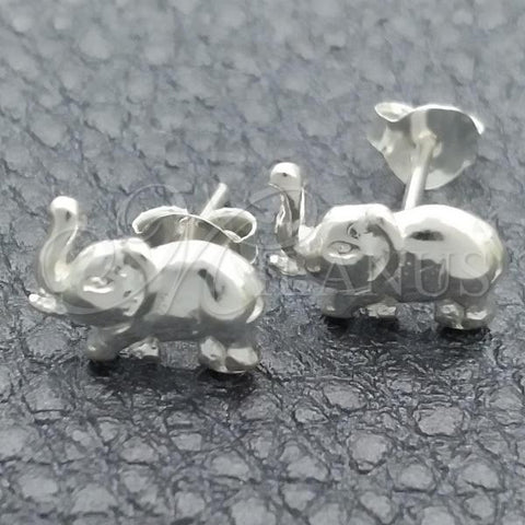 Sterling Silver Stud Earring, Elephant Design, Polished, Silver Finish, 02.397.0034