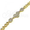 Oro Laminado Fancy Bracelet, Gold Filled Style Heart Design, with White Micro Pave, Polished, Golden Finish, 03.283.0136.07