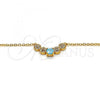 Oro Laminado Pendant Necklace, Gold Filled Style with Aqua Blue and White Cubic Zirconia, Polished, Golden Finish, 04.213.0035.2.16