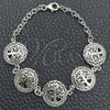 Sterling Silver Fancy Bracelet, Tree Design, Polished, Silver Finish, 03.392.0004.07