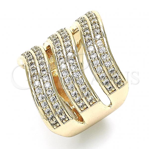 Oro Laminado Multi Stone Ring, Gold Filled Style with White Micro Pave, Polished, Golden Finish, 01.346.0016.09