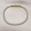 Oro Laminado Tennis Bracelet, Gold Filled Style Baguette Design, with White Cubic Zirconia, Polished, Golden Finish, 03.213.0348.07