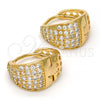 Oro Laminado Huggie Hoop, Gold Filled Style with White Cubic Zirconia, Polished, Golden Finish, 02.217.0030.20