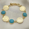 Oro Laminado Charm Bracelet, Gold Filled Style with Light Turquoise Opal, Polished, Golden Finish, 03.331.0197.1.07