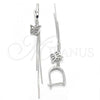 Sterling Silver Long Earring, Butterfly Design, Polished, Rhodium Finish, 02.186.0090