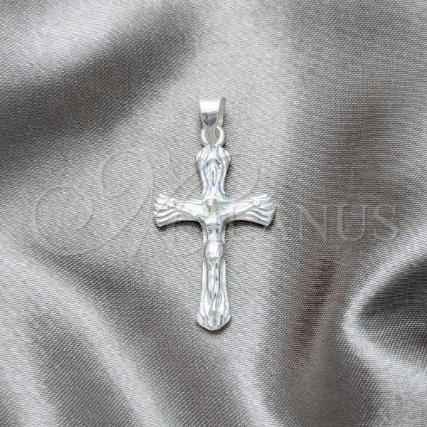 Sterling Silver Religious Pendant, Crucifix Design, Polished, Silver Finish, 05.392.0098