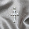 Sterling Silver Religious Pendant, Crucifix Design, Polished, Silver Finish, 05.392.0098