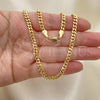 Oro Laminado Basic Necklace, Gold Filled Style Miami Cuban Design, Polished, Golden Finish, 5.223.013.22