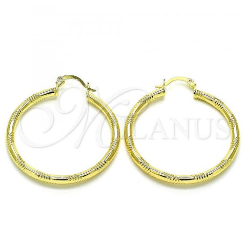 Oro Laminado Medium Hoop, Gold Filled Style Diamond Cutting Finish, Golden Finish, 02.213.0153.40