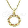 Oro Laminado Pendant Necklace, Gold Filled Style with Garnet Micro Pave, Polished, Golden Finish, 04.156.0335.2.20