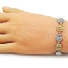 Oro Laminado Tennis Bracelet, Gold Filled Style Snail Design, Diamond Cutting Finish, Two Tone, 03.341.0239.07