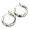 Rhodium Plated Small Hoop, with Sapphire Blue and White Cubic Zirconia, Polished, Rhodium Finish, 02.210.0279.7.20