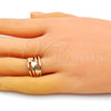 Oro Laminado Multi Stone Ring, Gold Filled Style Heart Design, Polished, Golden Finish, 01.310.0027