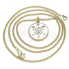 Oro Laminado Pendant Necklace, Gold Filled Style Evil Eye and Star Design, with White Micro Pave, White Enamel Finish, Golden Finish, 04.362.0032.20