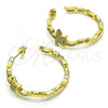 Oro Laminado Stud Earring, Gold Filled Style Star and Moon Design, with White Micro Pave, Polished, Golden Finish, 02.341.0126