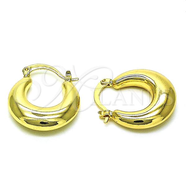 Oro Laminado Small Hoop, Gold Filled Style Hollow Design, Polished, Golden Finish, 02.163.0283.20