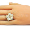 Oro Laminado Elegant Ring, Gold Filled Style Flower Design, Polished, Golden Finish, 01.282.0001