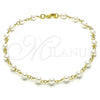Oro Laminado Fancy Anklet, Gold Filled Style Ball Design, with Ivory Pearl, Polished, Golden Finish, 03.386.0025.10
