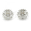 Sterling Silver Stud Earring, Flower Design, with White Cubic Zirconia, Polished, Rhodium Finish, 02.285.0019