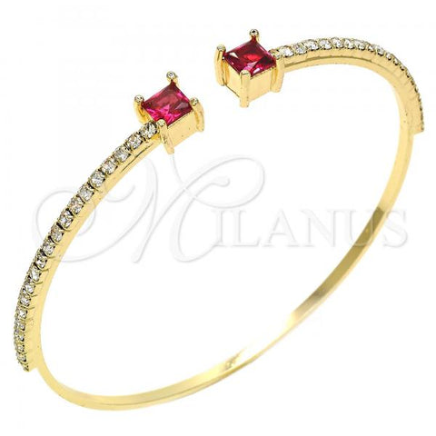 Oro Laminado Individual Bangle, Gold Filled Style with Garnet Cubic Zirconia and White Crystal, Polished, Golden Finish, 07.193.0017.1 (02 MM Thickness, One size fits all)