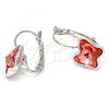 Rhodium Plated Leverback Earring, Butterfly Design, with Rose Peach Swarovski Crystals, Polished, Rhodium Finish, 02.239.0011.1