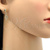 Oro Laminado Dangle Earring, Gold Filled Style Heart Design, with White Crystal, Polished, Golden Finish, 02.63.2489
