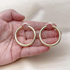 Oro Laminado Medium Hoop, Gold Filled Style Hollow Design, Diamond Cutting Finish, Golden Finish, 02.213.0812.40