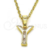 Oro Laminado Fancy Pendant, Gold Filled Style Initials Design, with  Crystal, Golden Finish, 05.26.0037