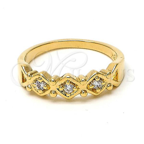 Oro Laminado Multi Stone Ring, Gold Filled Style with  Cubic Zirconia, Golden Finish, 5.174.023.07 (Size 7)