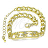 Oro Laminado Fancy Bracelet, Gold Filled Style Dragon-Fly Design, with White Micro Pave, Polished, Golden Finish, 03.368.0065.08