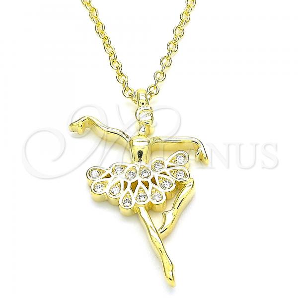 Sterling Silver Pendant Necklace, with White Cubic Zirconia, Polished, Golden Finish, 04.336.0157.2.16
