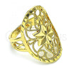 Oro Laminado Elegant Ring, Gold Filled Style Star and Filigree Design, Diamond Cutting Finish, Golden Finish, 01.233.0029.07