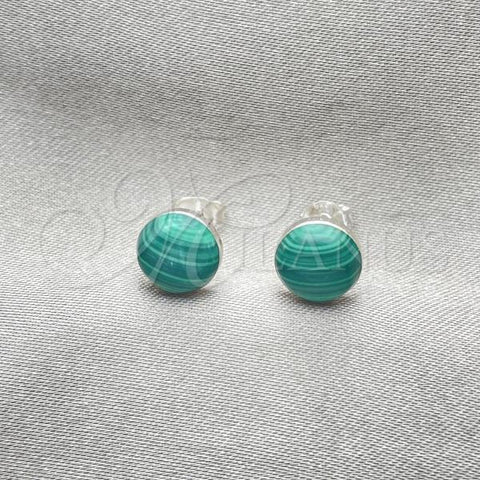 Sterling Silver Stud Earring, Ball Design, with Emerald Opal, Polished, Silver Finish, 02.410.0001.6