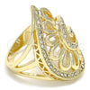 Oro Laminado Multi Stone Ring, Gold Filled Style Spiral Design, with White Crystal, Polished, Golden Finish, 01.160.0004.09 (Size 9)