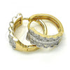 Oro Laminado Huggie Hoop, Gold Filled Style with White Cubic Zirconia, Polished, Two Tone, 02.210.0148.20
