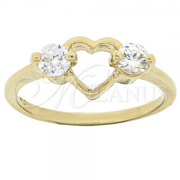 Oro Laminado Multi Stone Ring, Gold Filled Style Heart Design, with White Cubic Zirconia, Polished, Golden Finish, 5.167.031.09 (Size 9)