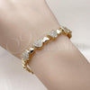 Oro Laminado Fancy Bracelet, Gold Filled Style Heart Design, with White Cubic Zirconia, Polished, Golden Finish, 03.283.0447.07