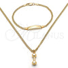 Oro Laminado Earring and Pendant Children Set, Gold Filled Style Polished, Golden Finish, 06.63.0194